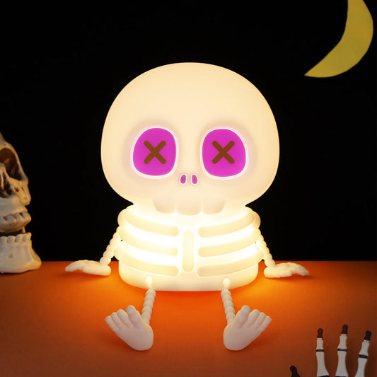 CoolGift Mart Skull Night Light, Silicone Touch Control Lamp. USB Rechargeable with Timer & Brightness Adjustment, Creates Customizable Glow for Gaming Room, Bedside, or Halloween Decor