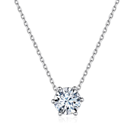 ChicSilver Small Round Cut April Birthstone Necklace, 925 Sterling Silver Necklace for Women Silver Diamond Necklaces for Women Mother Gift