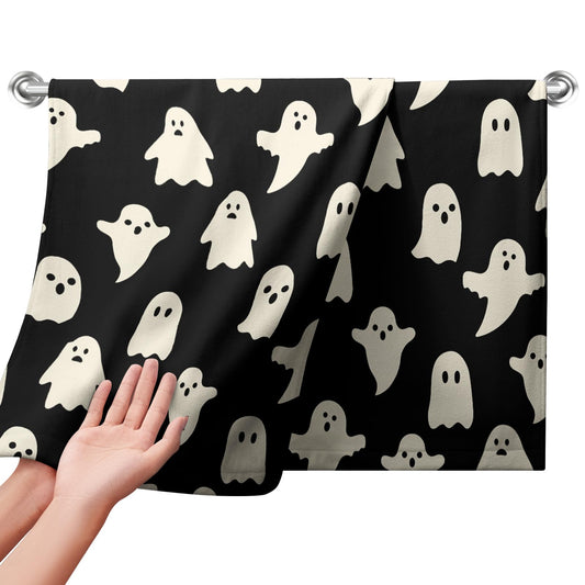 Cneztholim Halloween Spooky Bathroom Hand Towels Cute White Black Dish Towel Scary Halloween Kitchen Towels Soft Absorbent Towel Set for Home Farmhouse Gym Decor