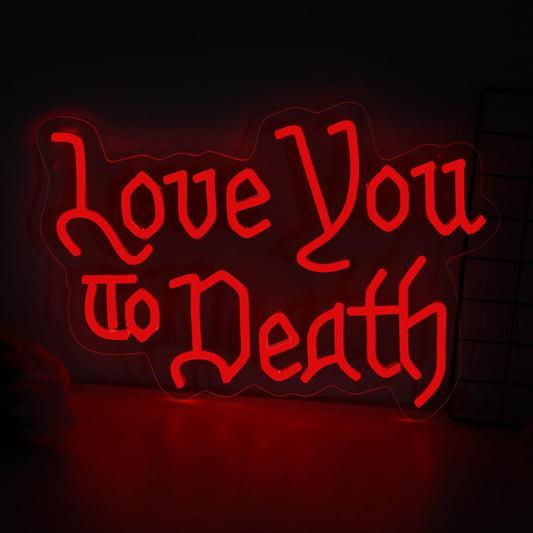 Love You to Death Neon Sign, Goth Lover Gift, 5-Level Dimmable Wedding LED Sign for Wall Decor, Witch Decor, Gifts for Goth Lovers, Goth Room Decor, Dark Art Decor, Gothic Wedding Sign
