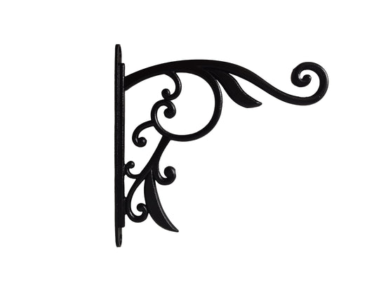 CLYB Hanging Planter Brackets Farmhouse-Inspired Fancy Metal Outdoor Brackets,Outdoor Hanging Brackets Wall Hook Heavy Duty Planter Brackets,Black Iron Indoor/Outdoor Planter Hanger Hook (10 Inch)