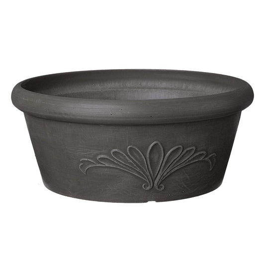 Arcadia Garden Products PSW Pot TA25DC Collection Shallow Bulb Pan Planter Dish Low Bowl for Succulents, Bonsai, Fairy Gardens, Herbs, 10-inch, Dark Charcoal, 10"x3.5"