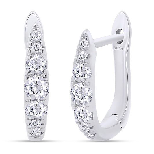 Huggie Hoop Earrings for Women Round Lab Grown Diamond Earrings for Her in 14K White Gold Over Sterling Silver Jewelry