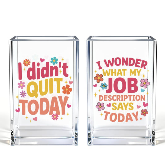 Vgrti I Didn't Quit Today Acrylic Pen Holder Cup Set 2, Cute Pencil Holder Desk Organizer, Funny Desk Accessories, Work Humor Gifts, Sarcastic Office Gifts for Women Coworkers Teachers Besties Nurses
