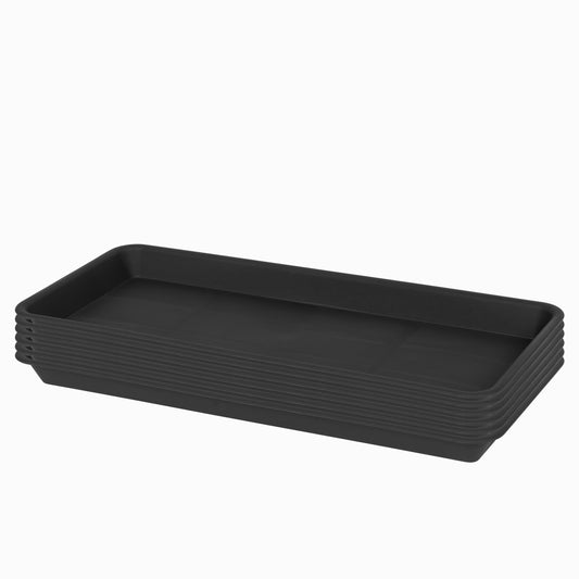 Vuwez Plant Saucer Tray, Heavy Sturdy Long Narrow Plastic Plant Saucers Drainage Trays for Indoors No Holes, Plant Drip Trays for Pots Base, Seed Starter Growing Tray (6.5 X 13 inch, Black)