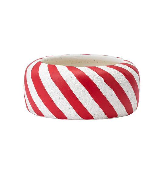Napco 5 inch Red & White Striped Candy Cane Inspired Standing Planter Festive Christmas Home & Garden Holiday Décor