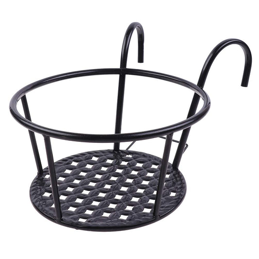 Hanging Railing Planters Baskets Art Hanging Flower Stands Balcony Flower Pot Holders Plant Iron Racks Fence Metal Potted Stand Mounted Balcony Round Plant Basket Shelf Container Box,Garden Steel Pots