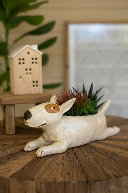 KALALOU CDV2264 Ceramic Bull Terrier Planter