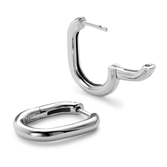 Ana Luisa Rectangle Hoop Earrings - Sterling Silver Base With 14K Gold & Silver Rhodium Plating - Chic, Dainty Mixed Metal Huggie Hoops - Hypoallergenic, Tarnish-Free, and Water-Resistant Hoops