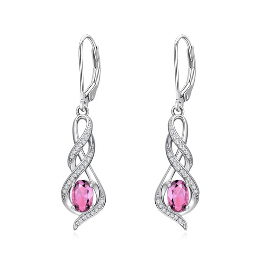 POIUY Tourmaline October Birthstone Infinity Leverback Dangle Earrings Hypoallergenic Drop Earrings Love Jewelry Anniversary Christmas Wedding Gift for Mom Wife Sister Daughter Girlfriend