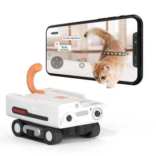 PICKFUN A3 AI Pet Companion Robot with 2K Camera – Smart Robot for Cats & Dogs, Auto Follow, Laser Toy, Night Vision, 2-Way Audio, AI Behavior Reports, Auto Recharge & App Sharing