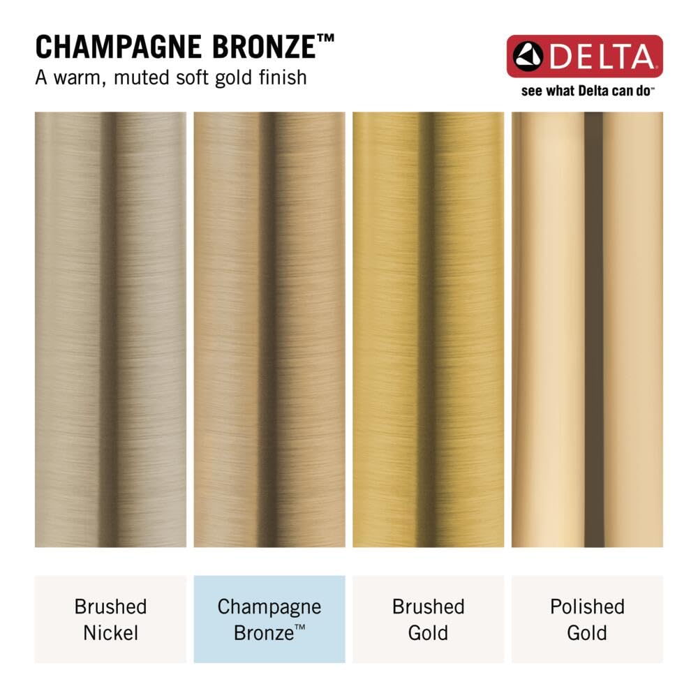 Delta Faucet Nicoli U-Spout Kitchen Faucet with Pull Down Sprayer, Champagne Gold Kitchen Sink Faucet, Modern Kitchen Faucet, Single Hole Kitchen Faucet, Champagne Bronze 19868LF-CZ