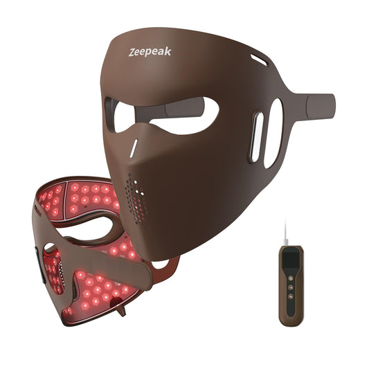 Zeepeak 3D LED Red Light Therapy Mask, FDA-Cleared, 360 LEDs, Anti-Aging & Blemish Repair, 5 Modes Red, Blue, Yellow with 850nm & 1072nm Dual-NIR, Eye-Protection, Portable Design for Home Travel