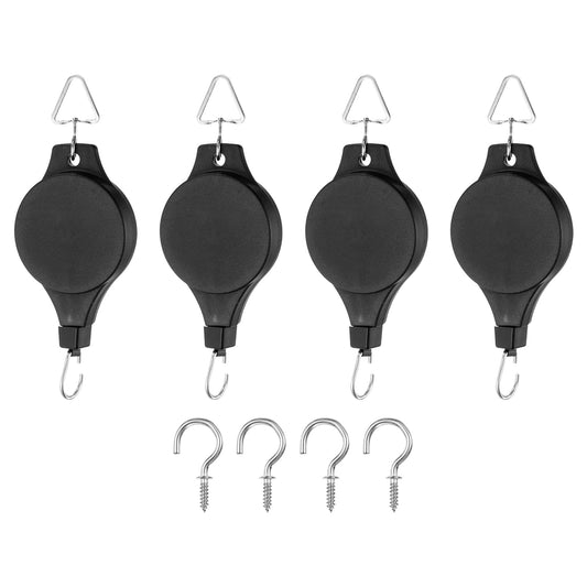 PATIKIL Plant Hanger, 8 Pcs Pulley Retractable Hanging with Ceiling Hook Indoor and Outdoor Plant Pots Holder, for Planters, Flower Basket, Wind Chimes, Bird Feeders, Black