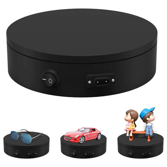 Motorized Photography Turntable, Automatic Revolving Platform Perfect for 360 Degree Images,Professional for Shop Display Stand,Product Display or Cake Display,55lb Load Dia 7.8inch- Black