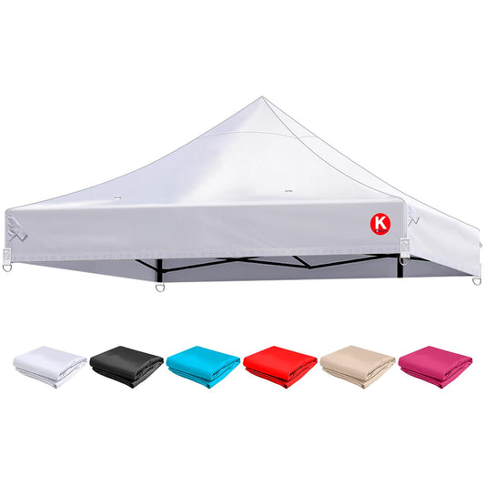 KaKuEike 10x10 Canopy Replacement Top - Heavy-Duty 600D Oxford Fabric with 8 Drainage Holes, Waterproof & 99% UV Resistant Tent Cover for Pop-Up Canopy, Professional Replacement Top Only (White)