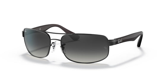 Ray-Ban Mens RB3445 Rectangular Sunglasses, Matte Black/Light Grey Gradient Dark Grey, 61 mm