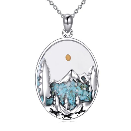 YFN Snowy Mountain Necklace for Women Sterling Silver Nature Necklace Jewelry Gift for Skiers, Hikers, Campers, Climbers and Nature Lovers