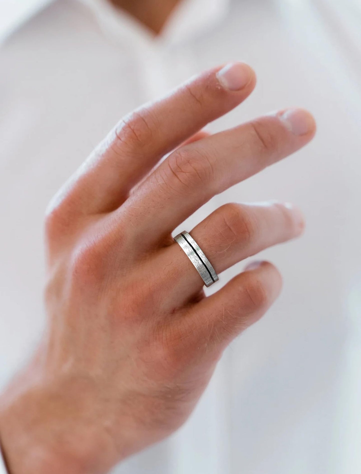 STARCHENIE Wedding Band Ring for Men, 925 Sterling Silver Comfort Fit, Brushed Matte Finish with Center Groove, Sizes 9
