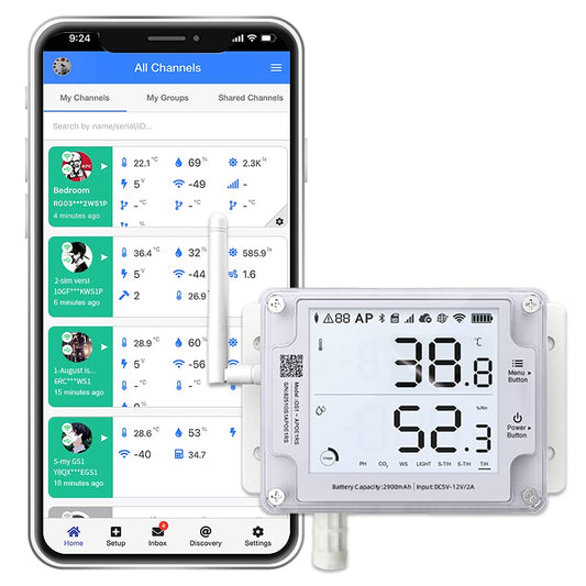 UbiBot GS1-A Smart WiFi Thermometer Hygrometer, IP65 Temperature & Humidity Data Logger, Device Sharing, Scheduled Reports, Multiple Alerts, Local Deployment, Alexa/IFTTT (2.4GHz WiFi)