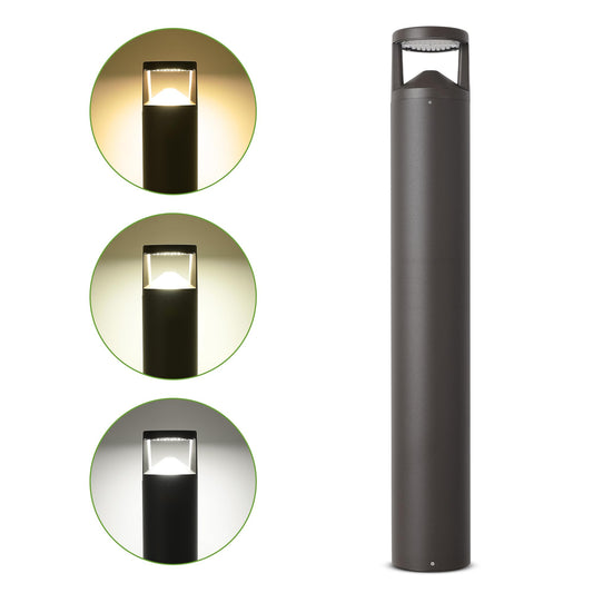 LED Bollard Landscape Light, 42inch 24W 3CCT Selectable (3000K/4000K/5000K),120V-277V Commercial/Residential Bollard Lighting Fixture for Garden, Pathway, Driveway, Die-cast Aluminum, Bronze