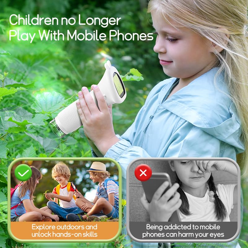 Portable Digital Microscope for Kids, Pocket Handheld Microscope Camera with 2'' Inch Screen, Educational Science Christmas Birthday Gifts for Age 3 4 5 6 7 8 9 10 11 12 Girls Boys - Orange