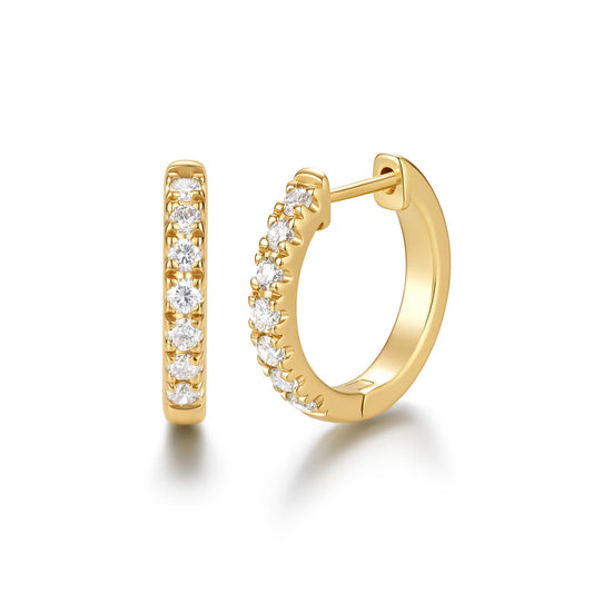 Agvana 0.46 Ct. Tw. Lab-Grown Diamond Hoop Earrings in Gold Plated Sterling Silver (D-E Color, VS Clarity) Fine Jewelry for Women Anniversary Birthday Gifts for Women Her, Size 12MM