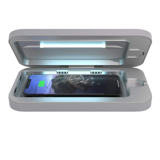 PhoneSoap Wireless UV Phone Sanitizer & Universal Phone Charger Box with Qi Charging | Patented & Clinically Proven 360-Degree UV-C Light Sanitizer | Disinfects and Charges All Phones (Gunmetal Grey)