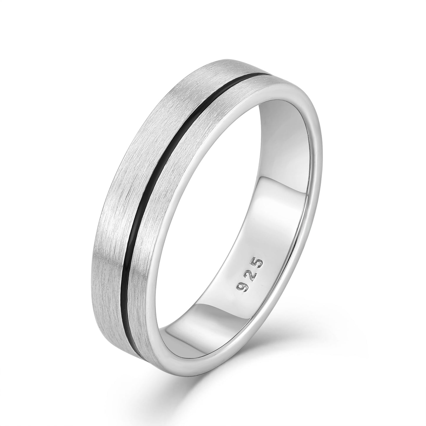 STARCHENIE Wedding Band Ring for Men, 925 Sterling Silver Comfort Fit, Brushed Matte Finish with Center Groove, Sizes 10