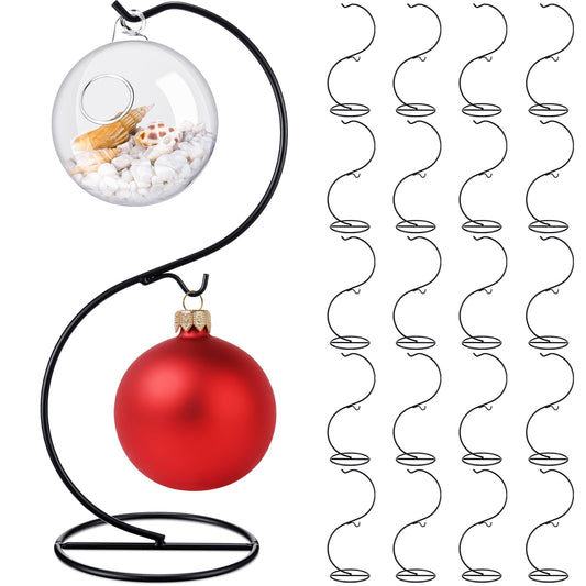 Tatuo 20 Pcs Ornament Display Stand Holder Hanger Stands Glass Ball Ornament Holder Metal Iron Hanging Hanger for Display Terrarium Air Plant(Elegant)