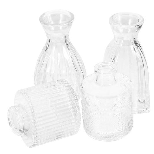 SOLUSTRE 4Pcs Glass Vase Minimalist Hydroponic Flower Compact Decorative Terrarium Vases for Home Table Centerpieces for Indoor Plant Display and Floral
