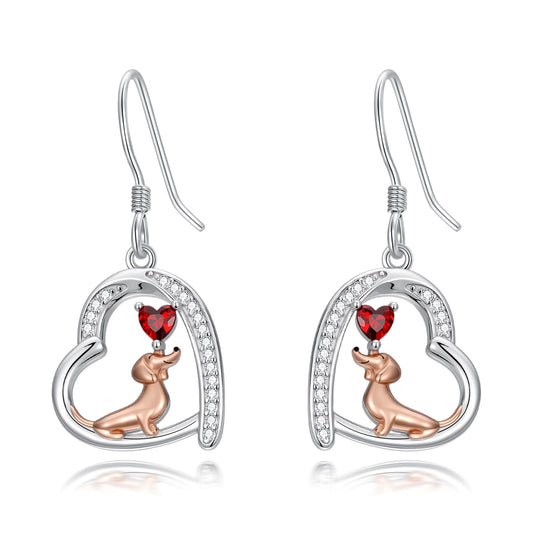 PROESS Dachshund Earrings for Women 925 Sterling Silver Dangle Drop Dog Earrings Cute Dachshund Jewelry Gifts for Christmas Birthday