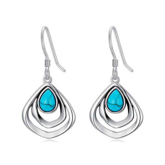 Eetaitai Turquoise Earrings 925 Sterling Silver Boho Earrings Blue Vintage Native American Jewelry Western Jewelry Dangle Earrings Mothers Day Gifts for Mom Wife Sister