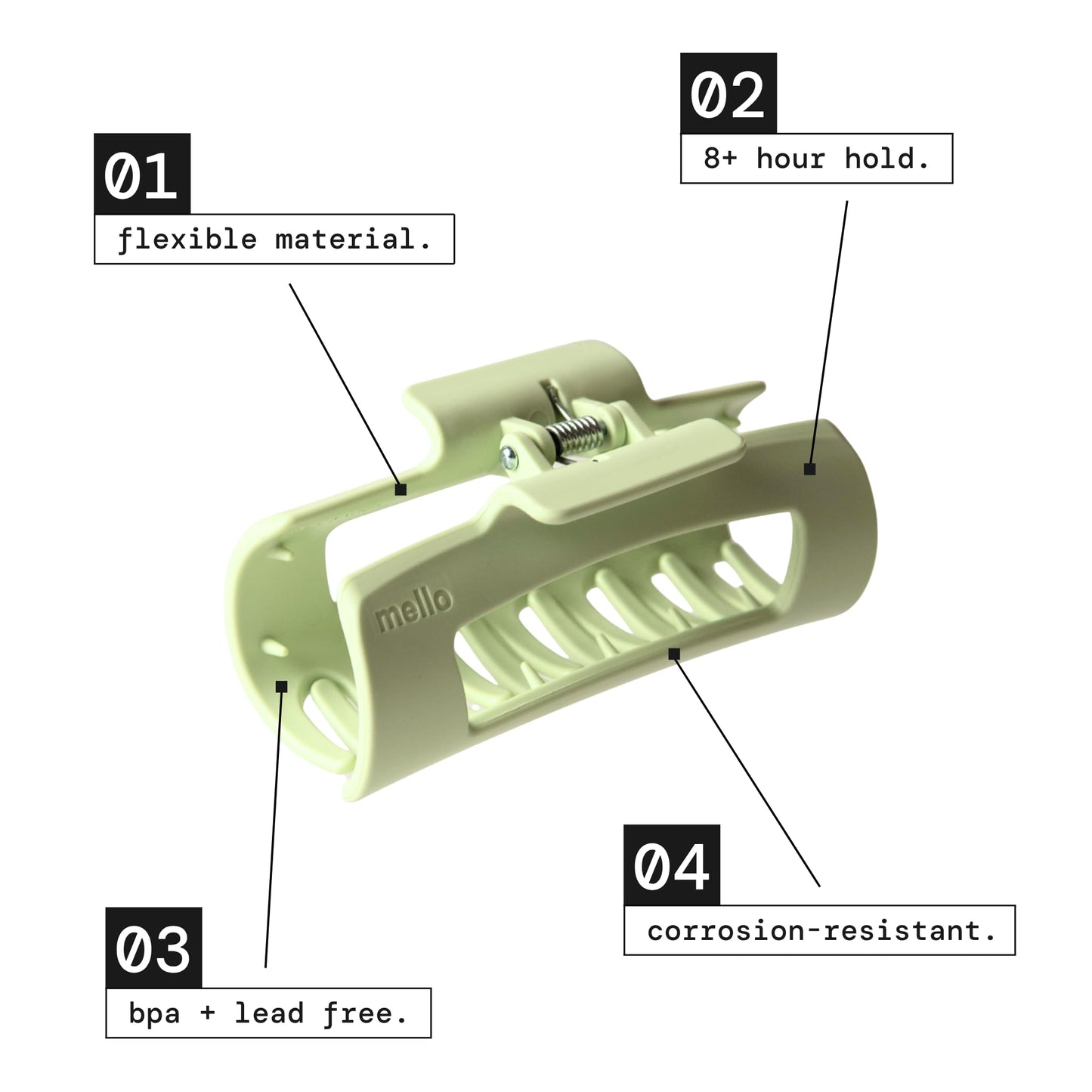 The Original Mello Hair Claw Clip Squishy Claw Clip Made in Korea Patent Pending 30021976 (Black, Medium)