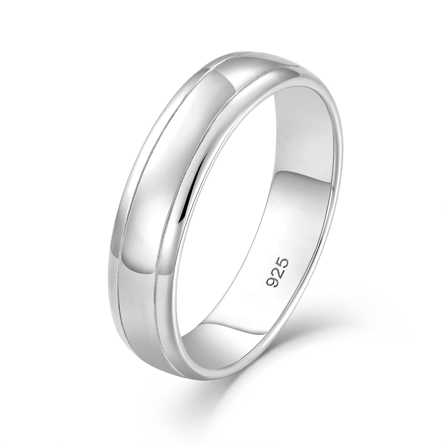 STARCHENIE 5mm Wedding Band Ring, 925 Sterling Silver Comfort Fit, Sizes 8