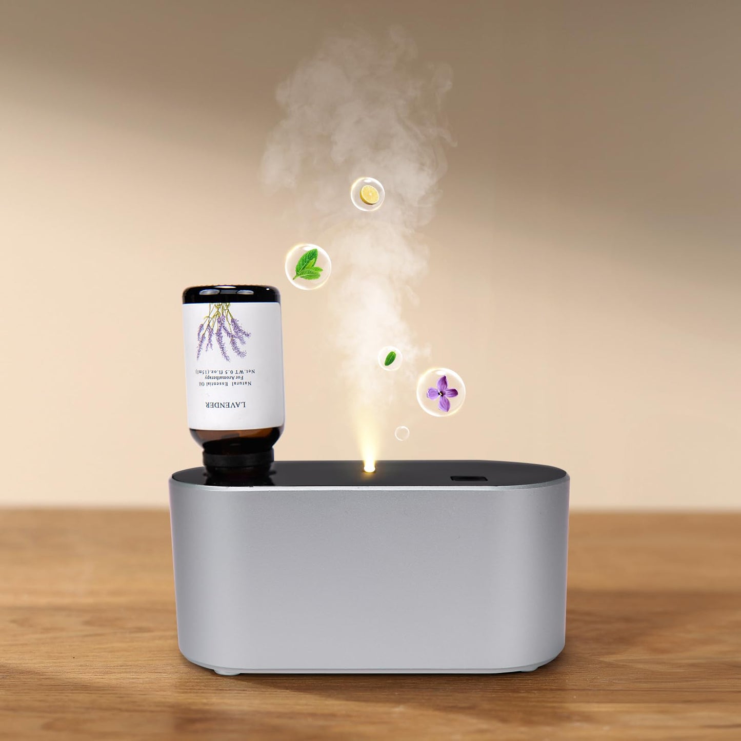 Waterless Diffuser for Home Essential Oil Diffuser, Aromatherapy Diffuser, Portable Scent Diffusers, 3 Mist Modes, Cycle Start for Bedroom, Office Studio 350-700 sq. ft Silver