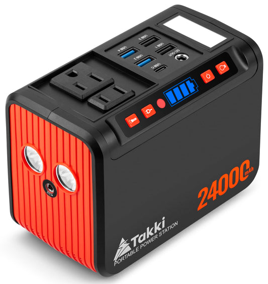 Takki 88.8Wh Portable Power Station Peak 120W Lithium Battery Small Generator Power Bank with 110V AC Outlet Battery Backup for Camping Home Use Emergency(Solar Panel Optional)