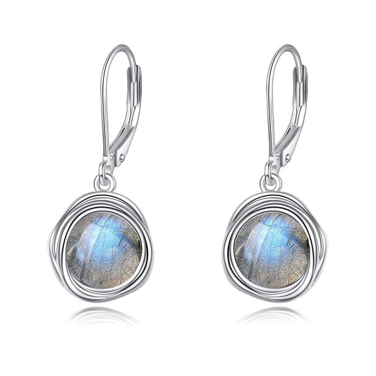 POPLYKE Labradorite Earrings Dangle for Women 925 Sterling Silver Leverback Earrings for Women Labradorite Jewelry Birthday