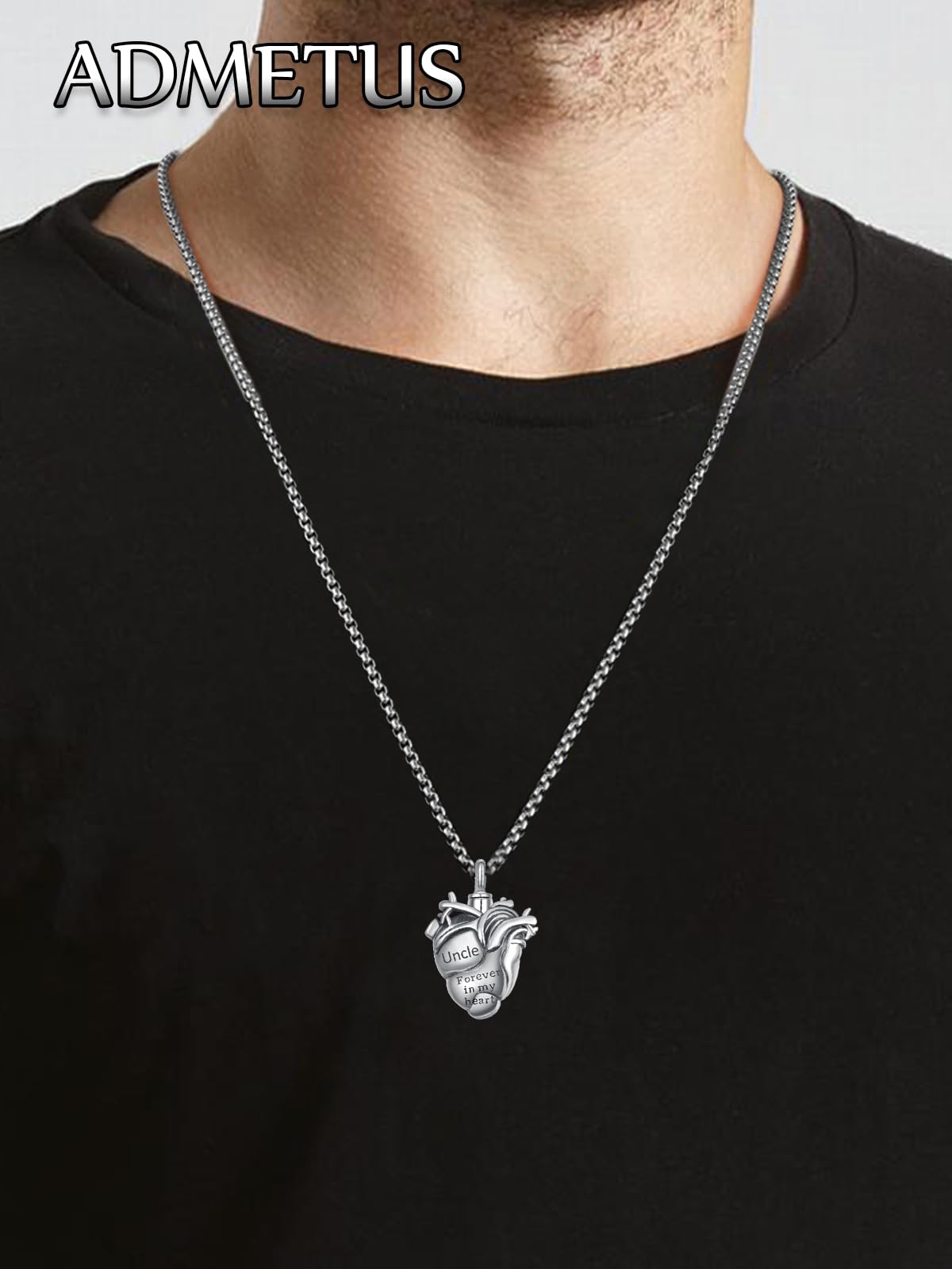 Anatomical Heart Urn Necklaces for Ashes Sterling Silver Ash Pendants Cremation Jewelry Uncle Keepsake Pendant Memorial Jewelry Gifts for Loss of Uncle