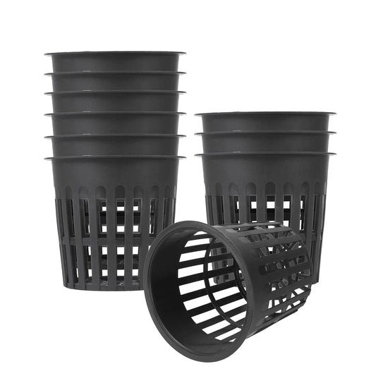 ISKYBOB 10 Pieces Black Plastic Garden Mesh Net Pot Hydroponic Basket Planting Nursery Grow Supplies, 11cm/4.3inch