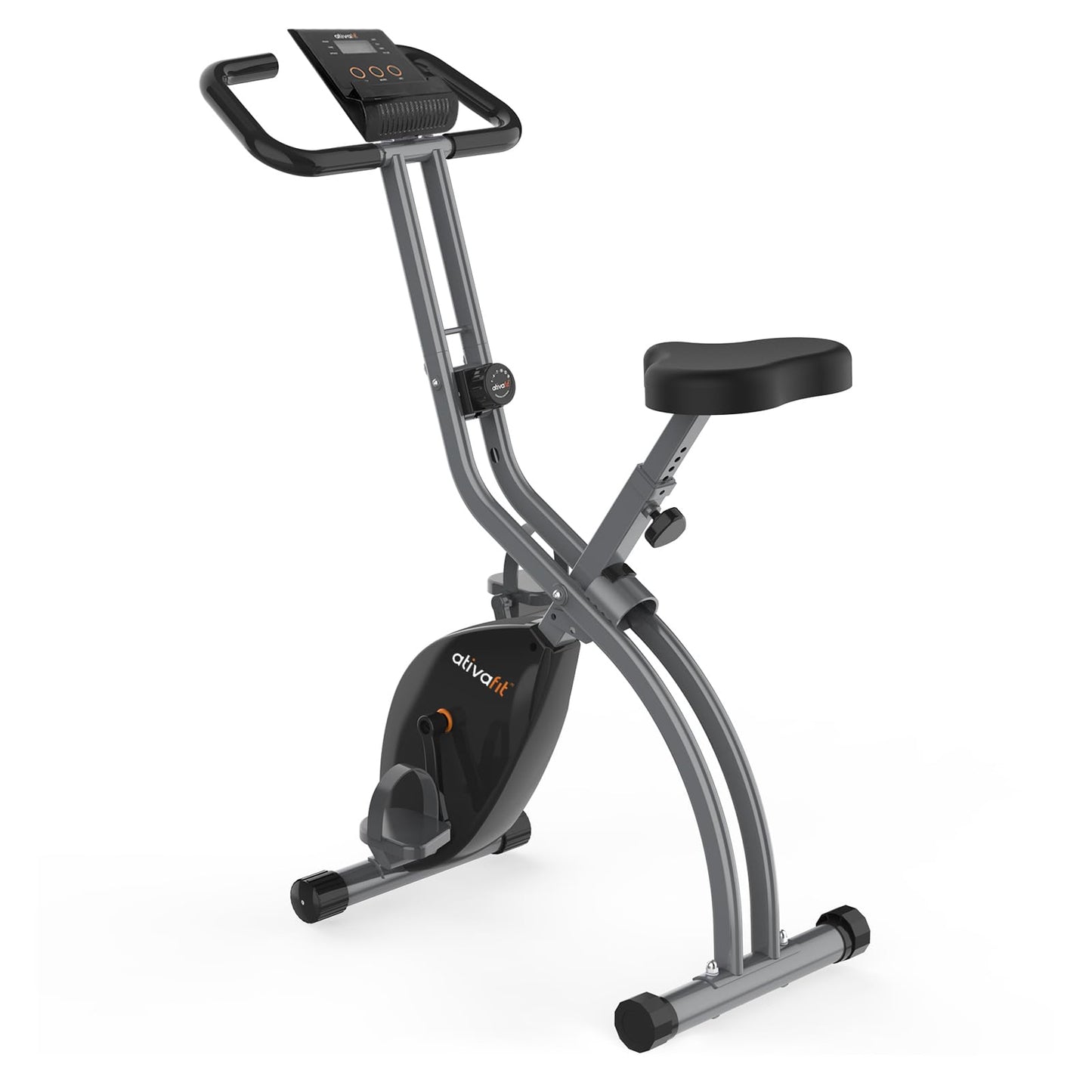 ATIVAFIT Exercise Bike Foldable Fitness Indoor Stationary Bike Magnetic 3 in 1 Upright Recumbent Exercise Bike for Home Workout (Grey)