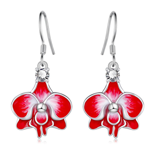 Orchid Earrings 925 Sterling Silver Flower Earrings Orchid Jewelry Gifts for Women