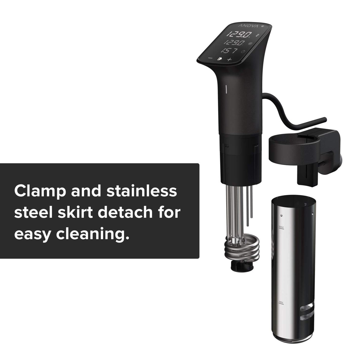 Anova Culinary Sous Vide Precision Cooker Pro, 1200 Watts, Black and Silver