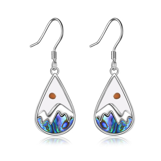 AOBOCO Mustard Seed Earrings 925 Sterling Silver Teardrop Dangle Earrings Christain Faith Mustard Jewelry Gifts for Women Mom Friends (Teardrop Mountain Earrings)