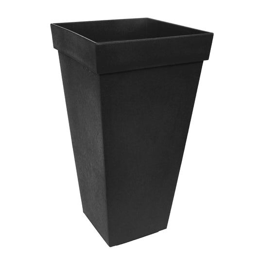 Tierra Verde Indoor & Outdoor Self-Watering Square Planter, Symphony, 15" x 28", Black - Planting Containers for Plants and Flowers - Gardening and Landscaping Accessories