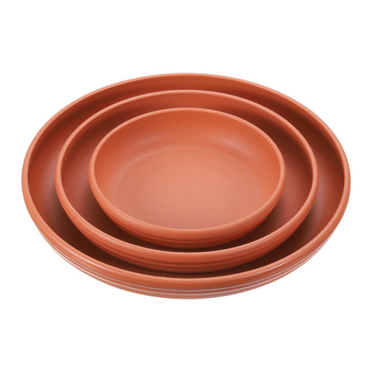 PATIKIL Plant Saucer Tray, 3 Pack 7/9/12 Inch Plastic Round Plant Saucer Flower Planter Drip Tray for Indoors Outdoors Patio Balcony, Terracotta