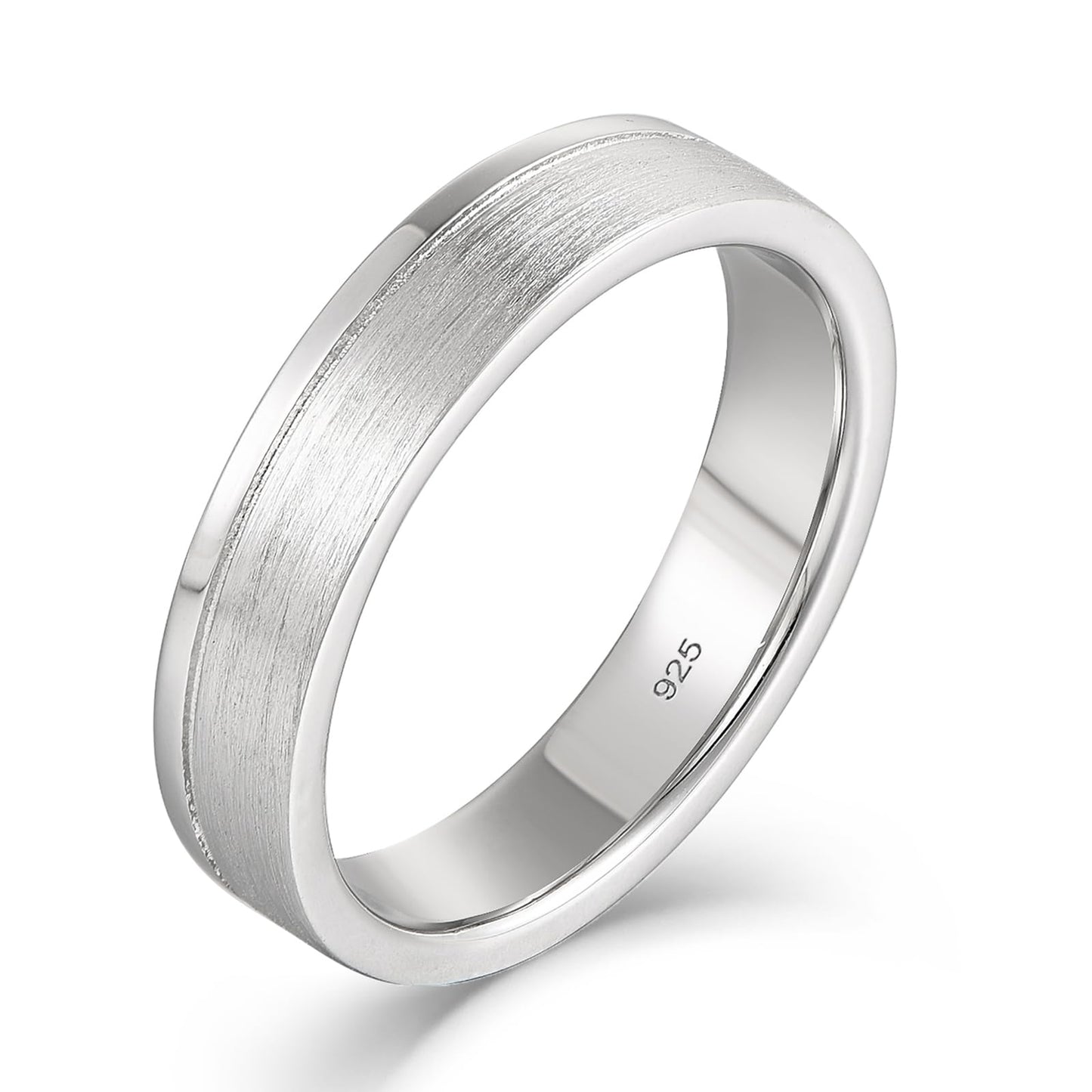 STARCHENIE Men's Wedding Band 925 Sterling Silver, 5MM, Brushed Matte Finish, Comfort Fit, Size 11