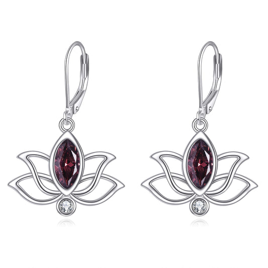 YFN Lotus Flower Earrings Sterling Silver Birthstone Lotus Leverback Dangle Drop Earrings Jewelry Gifts for Women (J. Oct)