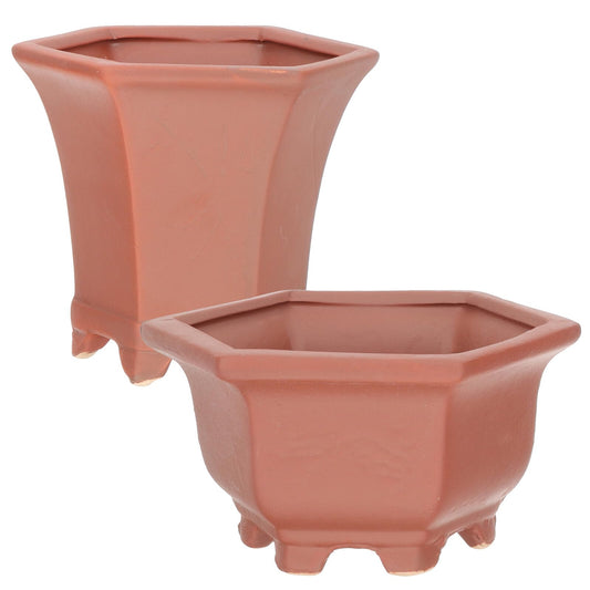YOSADIER 2pcs Red Ceramic Succulent Pots Vintage Breathable Flower Planters for Indoor Outdoor Garden Plants with High-Temperature Resistant Terracotta Material