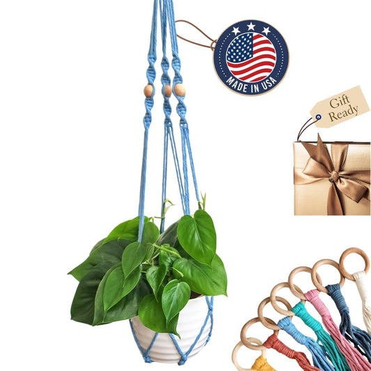 Macrame plant hanger 3ft beaded plant hanger for pots 4-8” for live plants indoor and outdoor decor hanging plant holder Boho décor Plant stand indoor Hanging planter for plant pots (Cloudy Day)